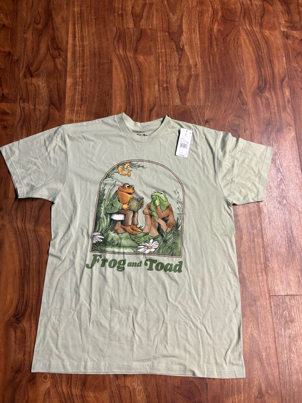 NWT Frog & Toad Reading Graphic Tee – Sage Green (Size Large)